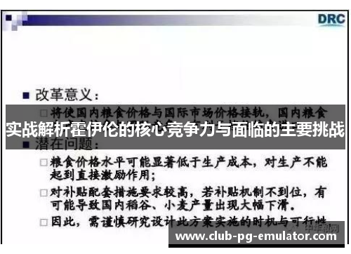 实战解析霍伊伦的核心竞争力与面临的主要挑战