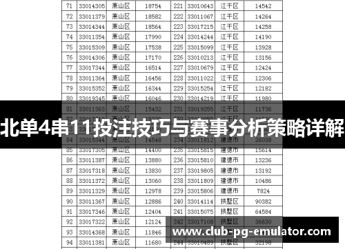 北单4串11投注技巧与赛事分析策略详解